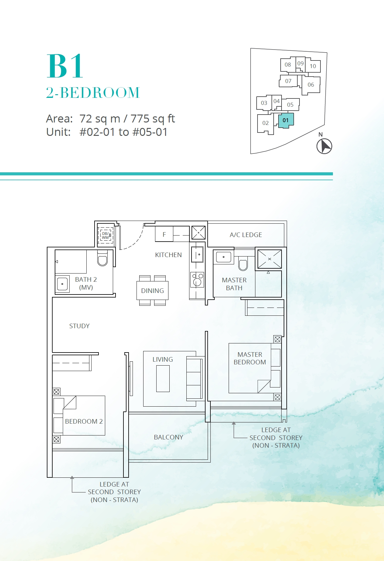 Casa Al Mare 1 Bedroom Floor Plan 3
